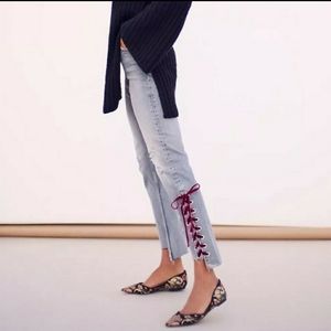 Pilcro and the Letterpress slim straight leg light-wash Distressed jeans sz 26